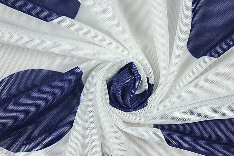 Black White Polka Dot Women's Slit Print Irregular High Neck Tie Low Back Dress 18