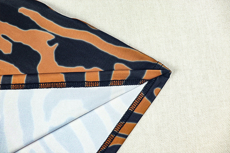 Chic Print Women's Off-Shoulder Long Sleeve Short  odycon Dress 14