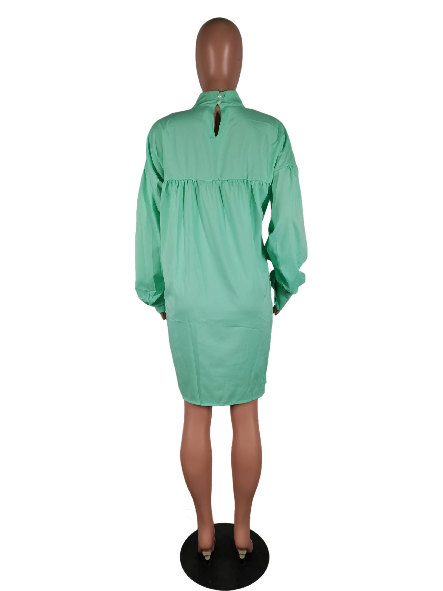 Women Stand Collar Shirt Dress 21