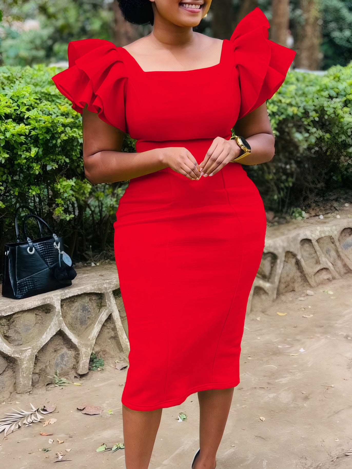 Women solid bodycon African dress 6