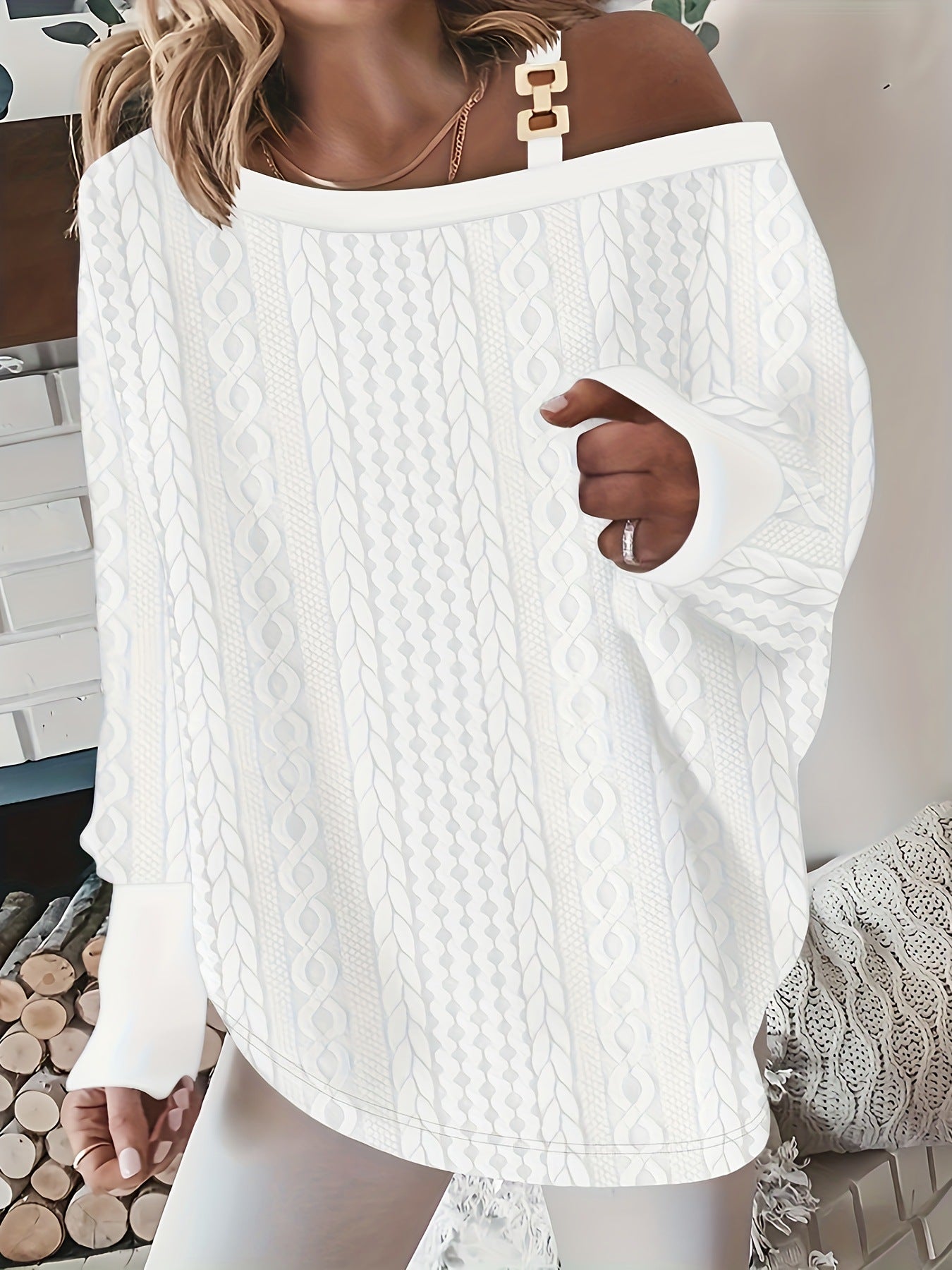 Plus Size Women Fall Patchwork Loose Casual Solid T-Shirt