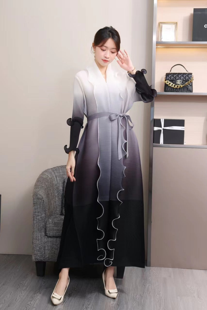 Ruffle Plus Size Fashion Elegant Chic Loose Ombre Long Dress 12
