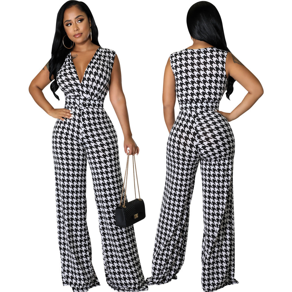 Sexy Fashion Digital Print V-Neck Women's Jumpsuit 8