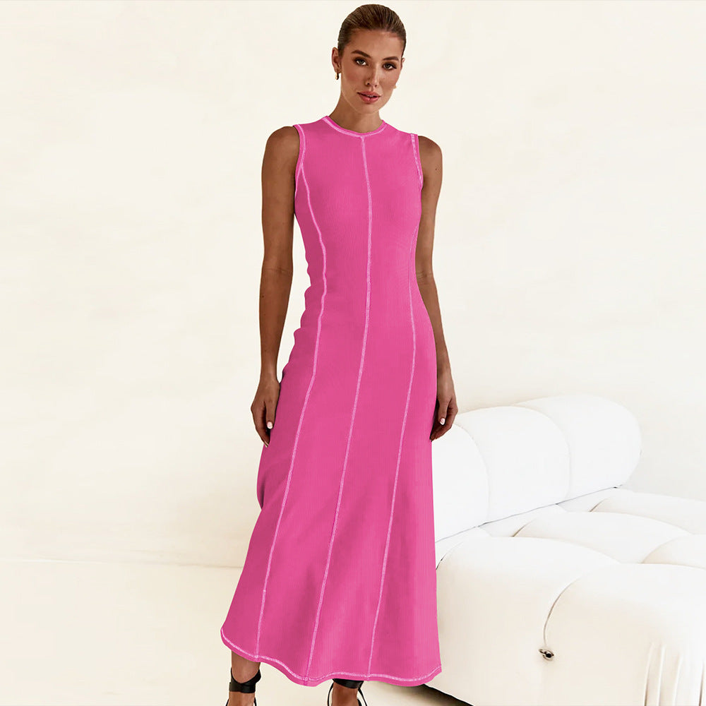 Round Neck Sleeveless A-Line Knitted Long Dress 3