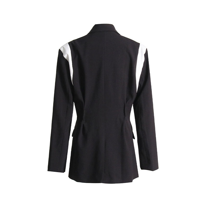 Women's Autumn and Winter Fashionable Color Block Chic Elegant Blazer 10