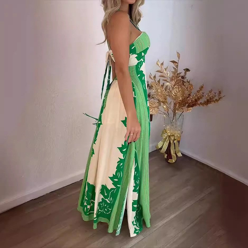 Summer Halter Neck Sexy Fashion Holidays Beach Long Print Women Dress 7