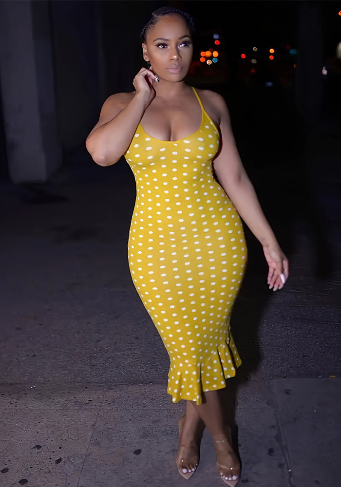 Plus Size Women printed suspender bodycon dress