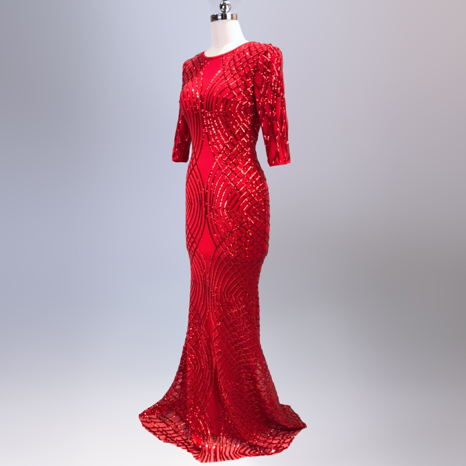 Long Sleeve Dress Women'S Sequin Slim Fit Mermaid Evening Long Gown 14