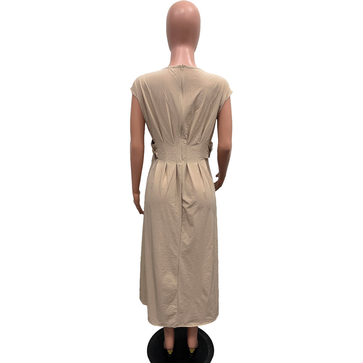 Women Solid Round Neck Loose Dress 12