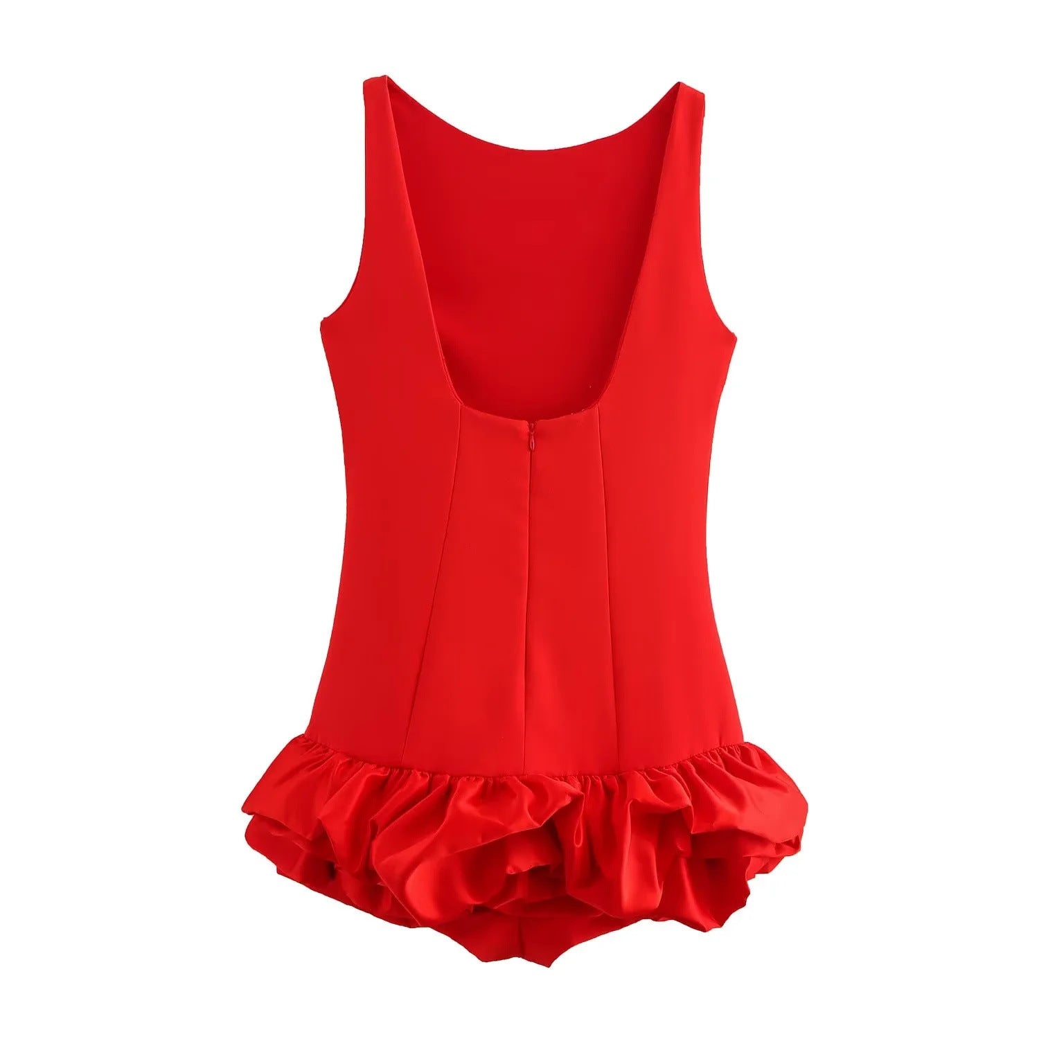 Women's Fashionable White Sleeveless Short Ruffle Dress 7