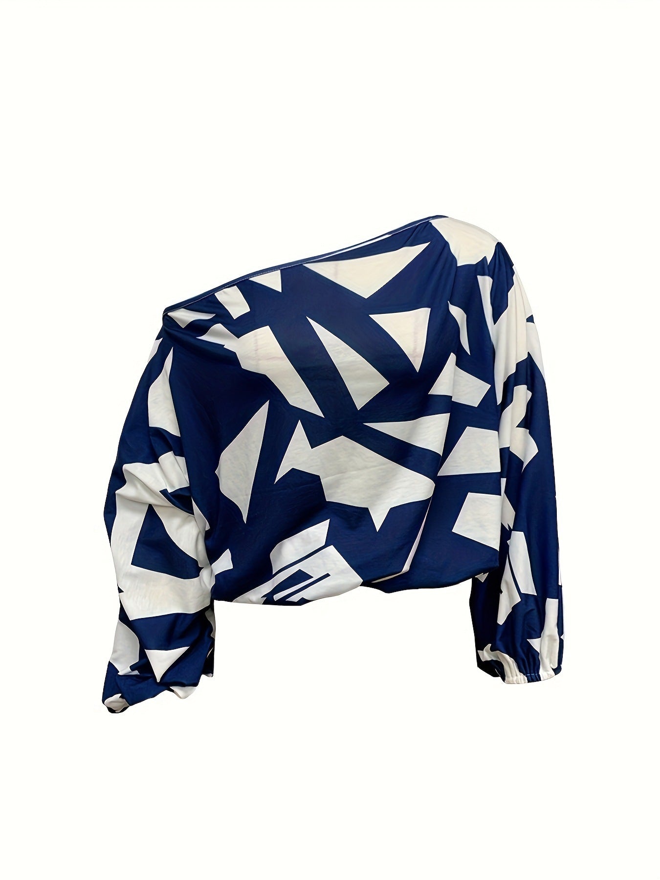 Women's Spring Summer Ladies Fashion Chic Print Loose Slash Shoulder Top 7