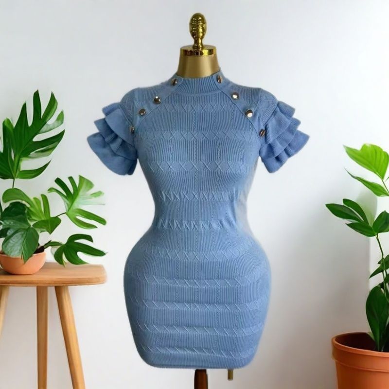 Women summer sexy round neck short sleeve dress