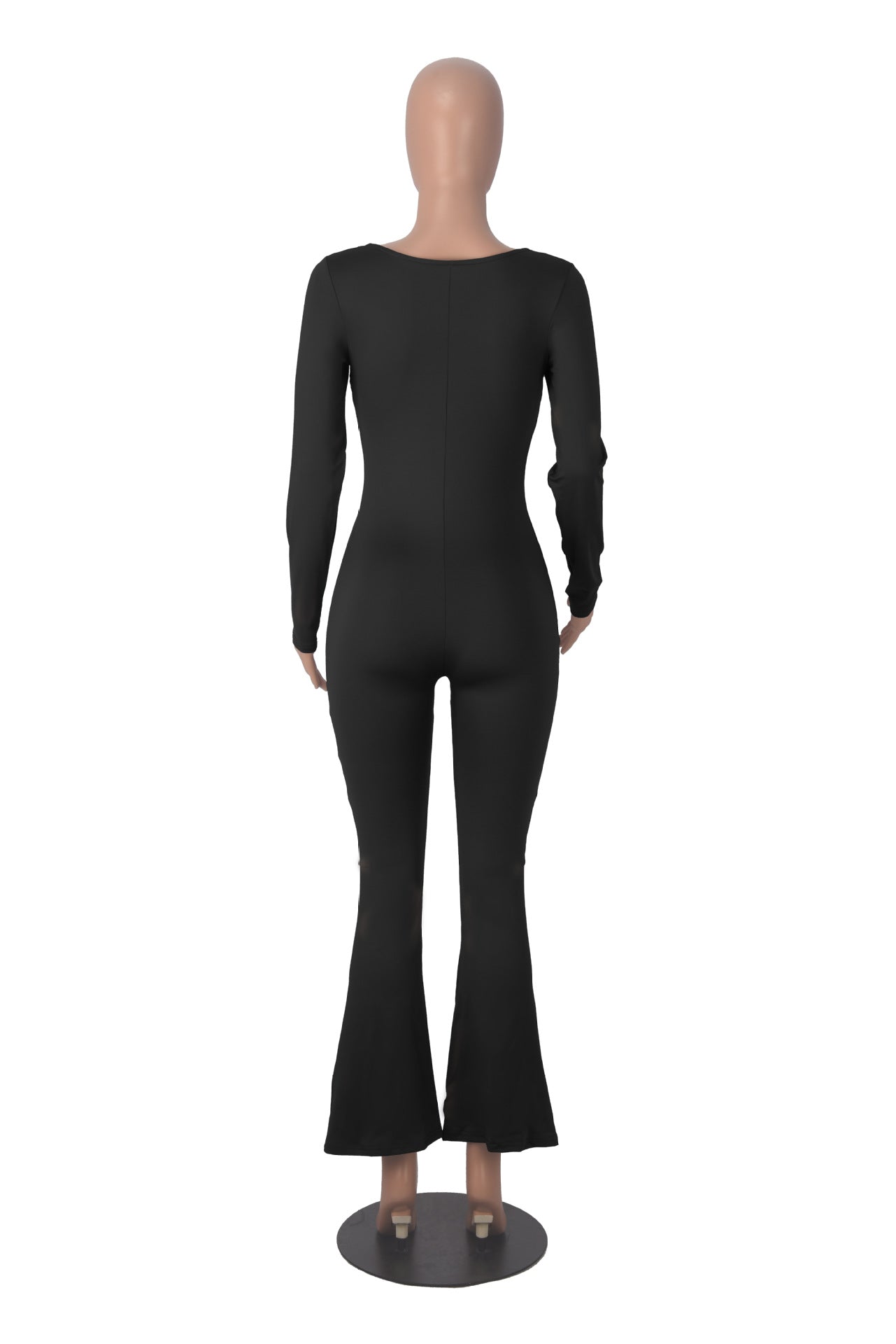 Women's Long Sleeve Square Neck High Stretch Slim Tight Fitting Jumpsuit 12