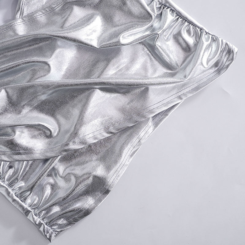 Women's Spring Summer PU Leather Bodycon Slit Casual Ultra Short Skirt 13