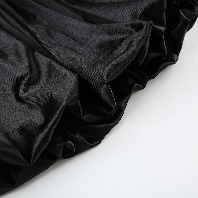 Women Sexy Solid Color V-Neck Lace Patchwork Slim Waist A-Line Strap Dress 16