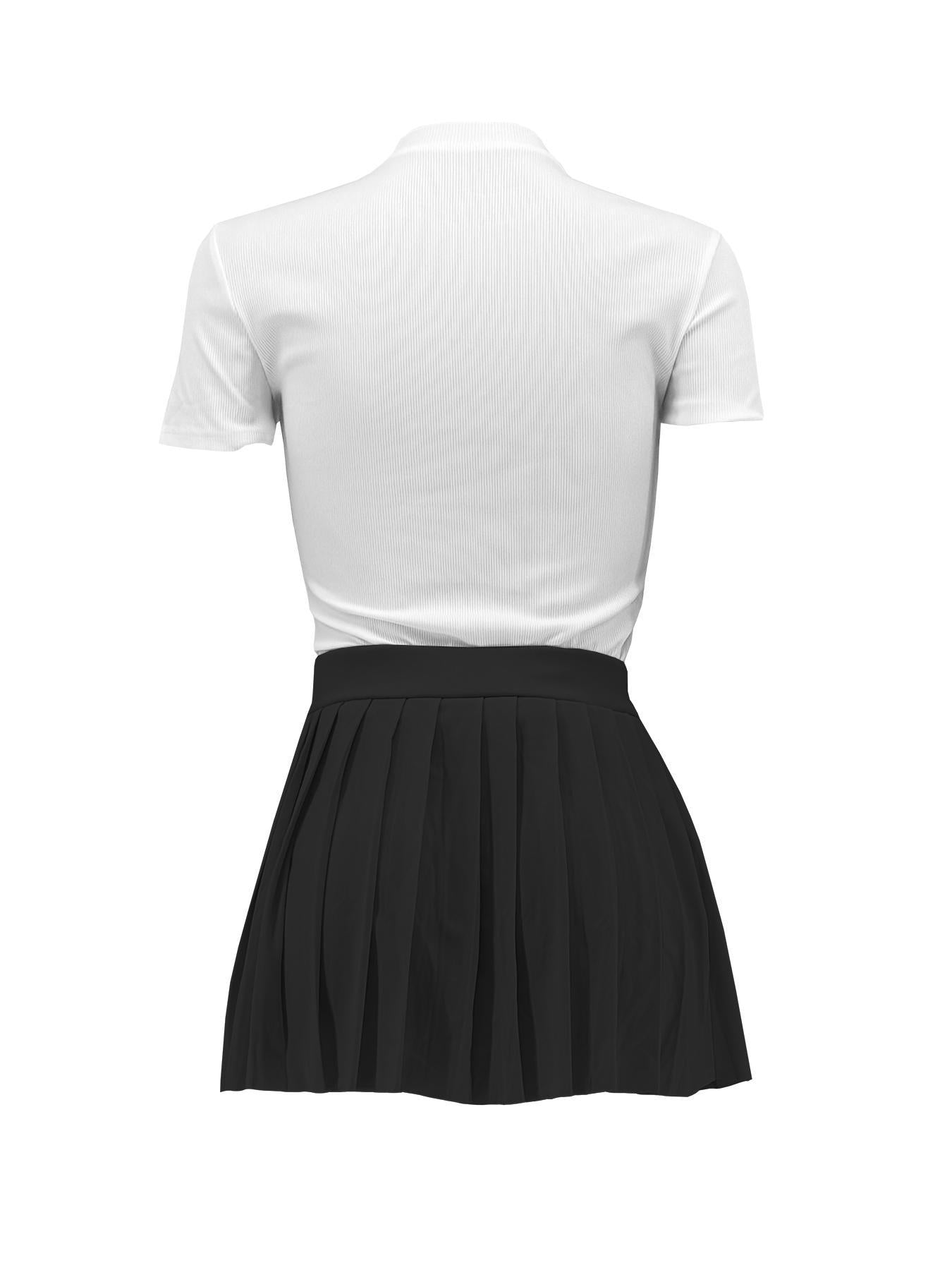 Women Casual Top and Pleated Skirt Two-piece Set 16