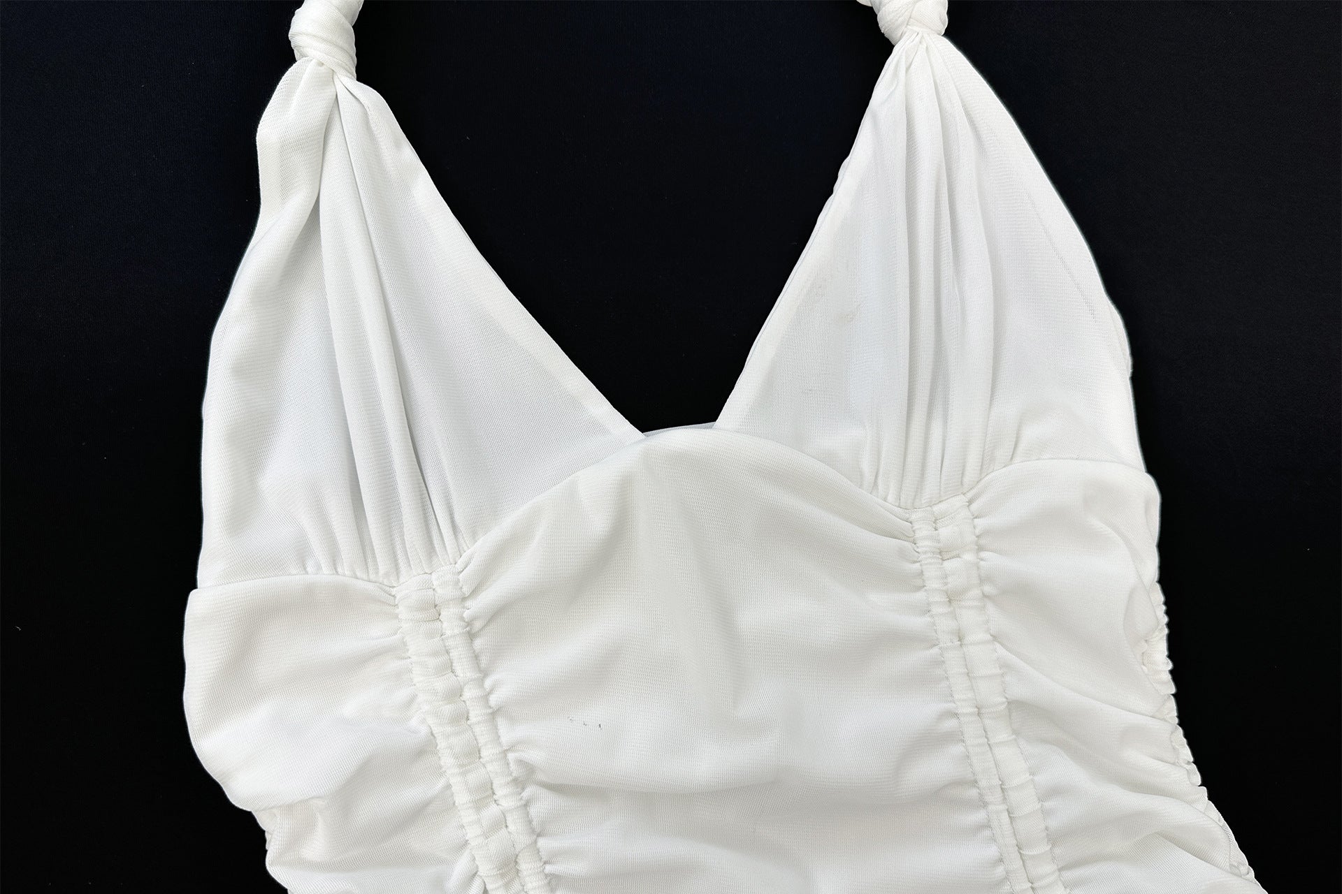 Summer women's deep v-neck Halter Neck sexy Ruched Beach dress 9