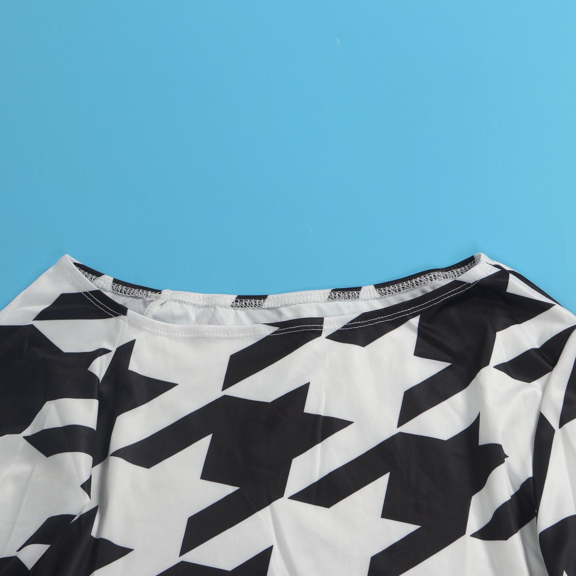 Women Printed Plaid Lace-Up Slash Shoulder Top and Pant Two-piece Set 20