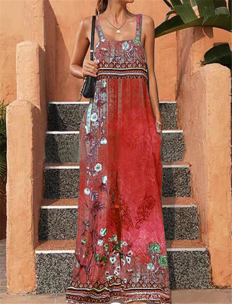 Summer Women's Loose Printed Vintage Ethnic Jumpsuit 7