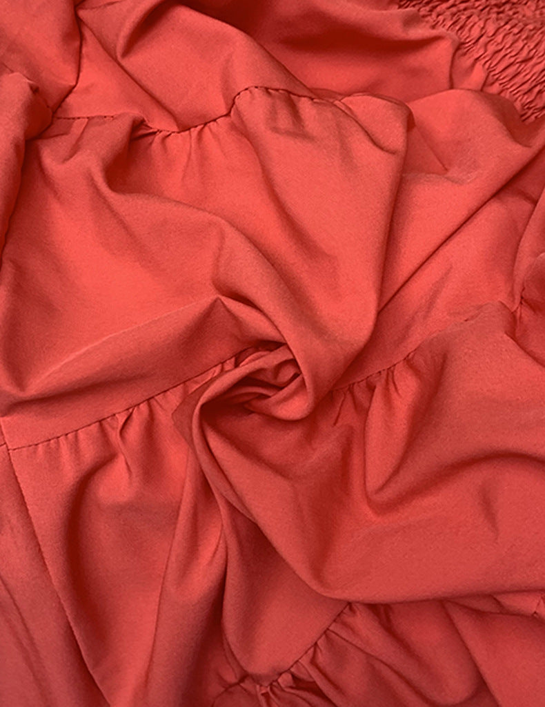 Summer Women's Fashion Loose Off Shoulder Puff Sleeve A-Line Midi Dress 12