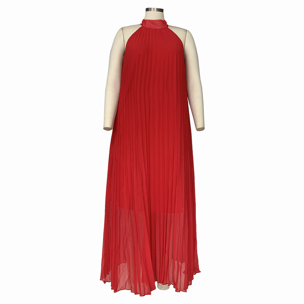 Women Pleated Loose Sleeveless Dress 23