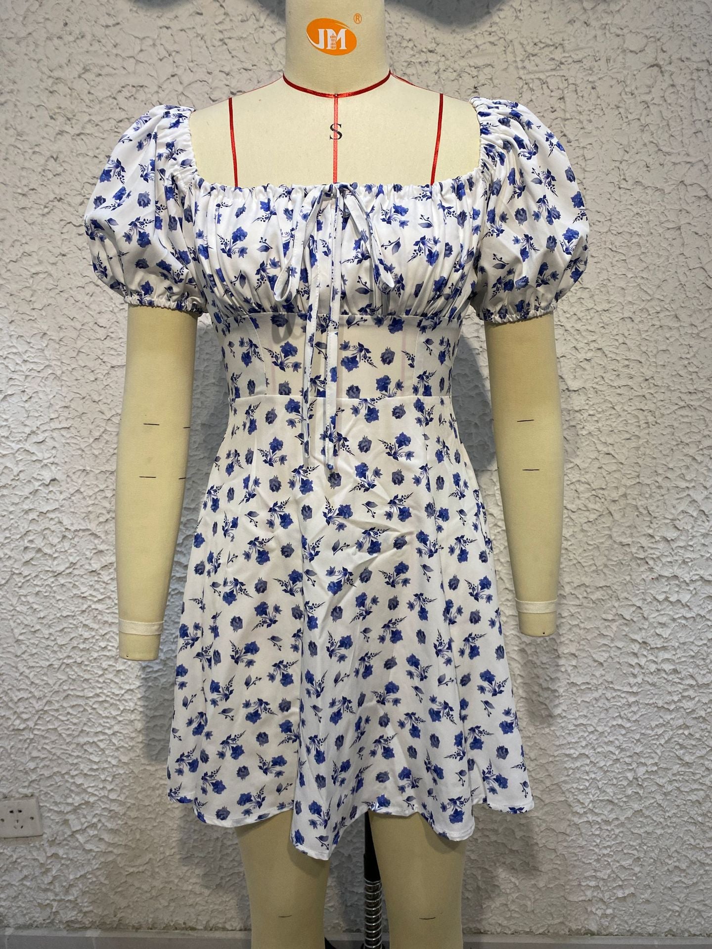 Women'S Summer Fashion Puff Sleeve Floral A-Line Summer Female Dress 18