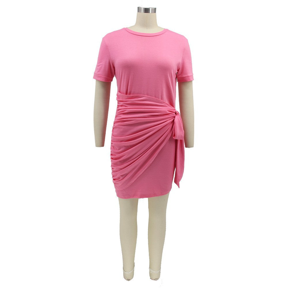 Spring Summer Slim Fit Sexy Tied Pleated Women's Dress 5