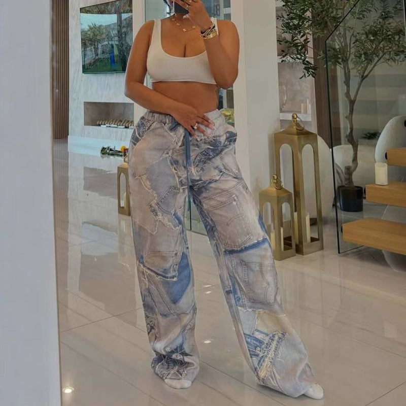 Women’s Casual Summer Fashion Elastic Waist Drawstring Straight Pants 5