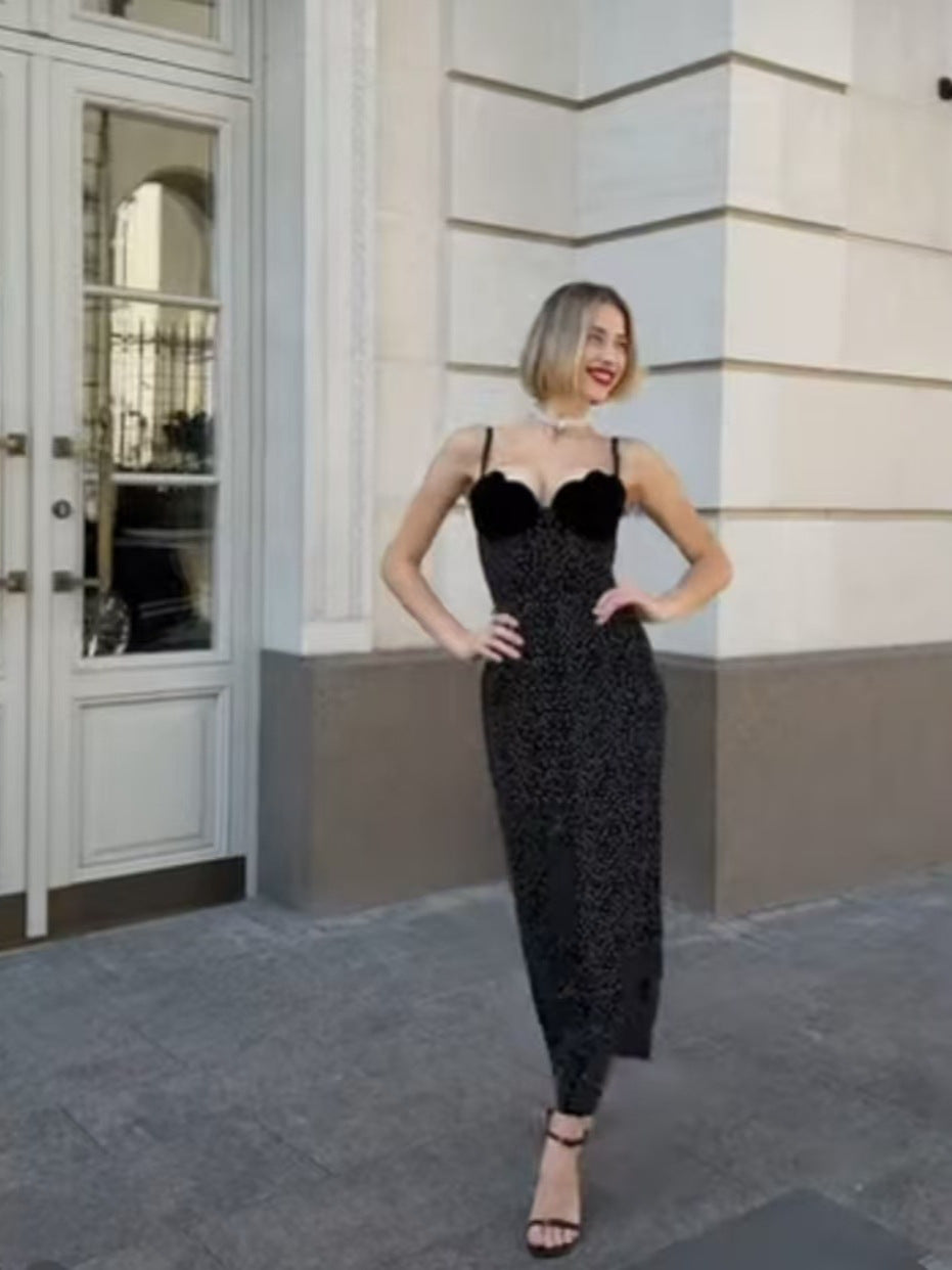 Spring Summer Style Contrast Slim Waist Polka Dot Print Dress 3