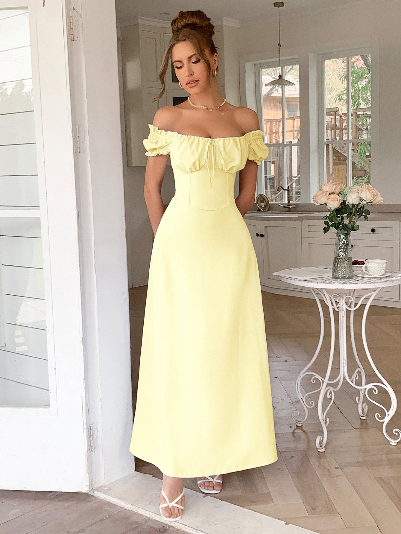 Spring/Summer Women's Party Elegant Off-Shoulder Short-Sleeved Dress 10