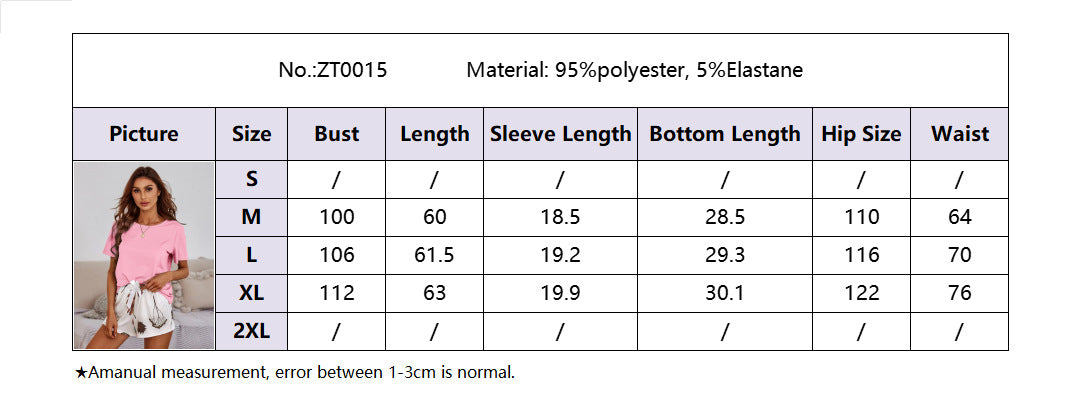 Women Summer Casual T-Shirt And Printed Shorts Loungewear Two-piece Set 21