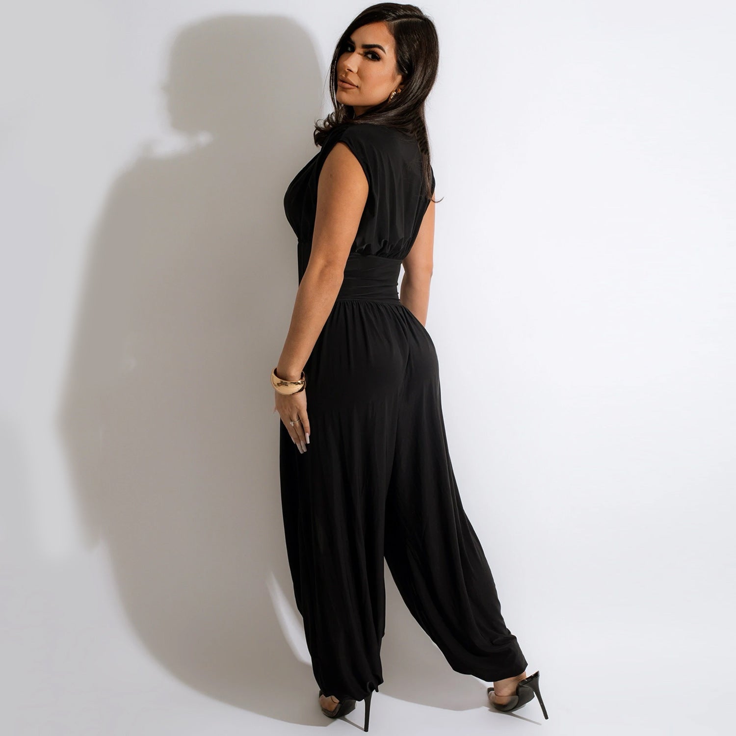 Women's Sexy Deep V Sleeveless Hollow Out Jumpsuit 8