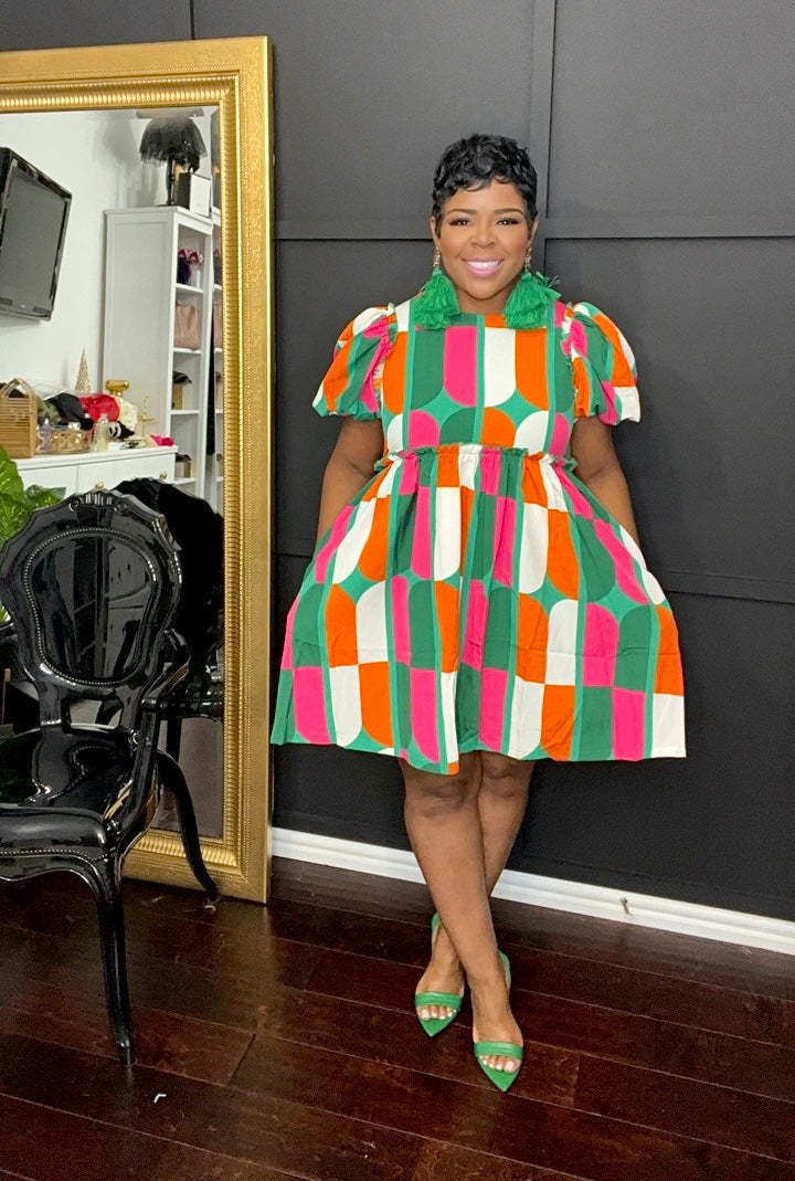 Autumn and winter women's printed front zipper dress 12