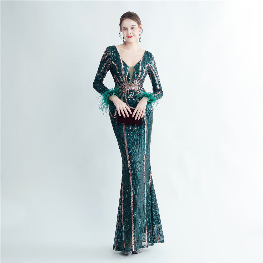Long Sequins Plus Size Fat Beauty Formal Party Evening Dress 3