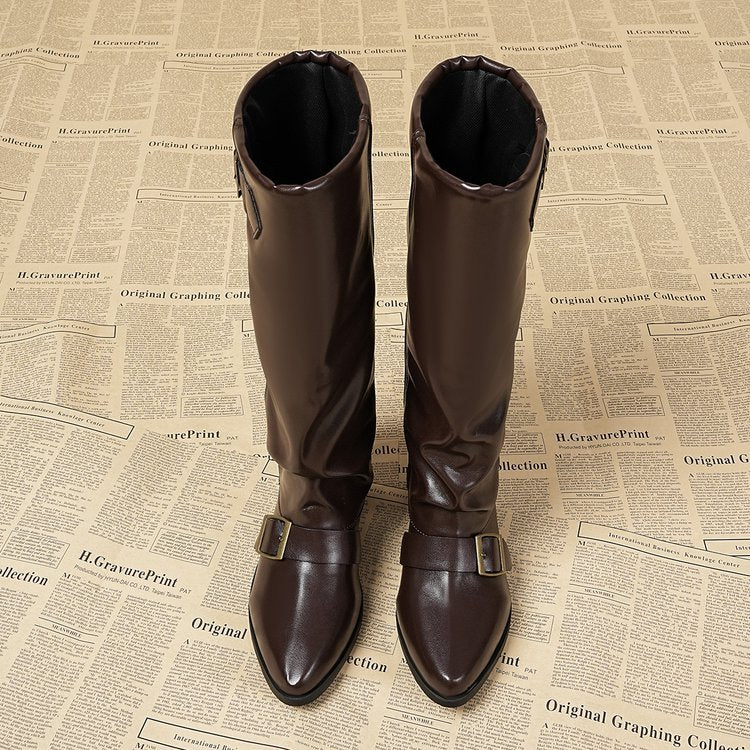 Women autumn and winter long pointed-toe block-heeled fashion boots 11