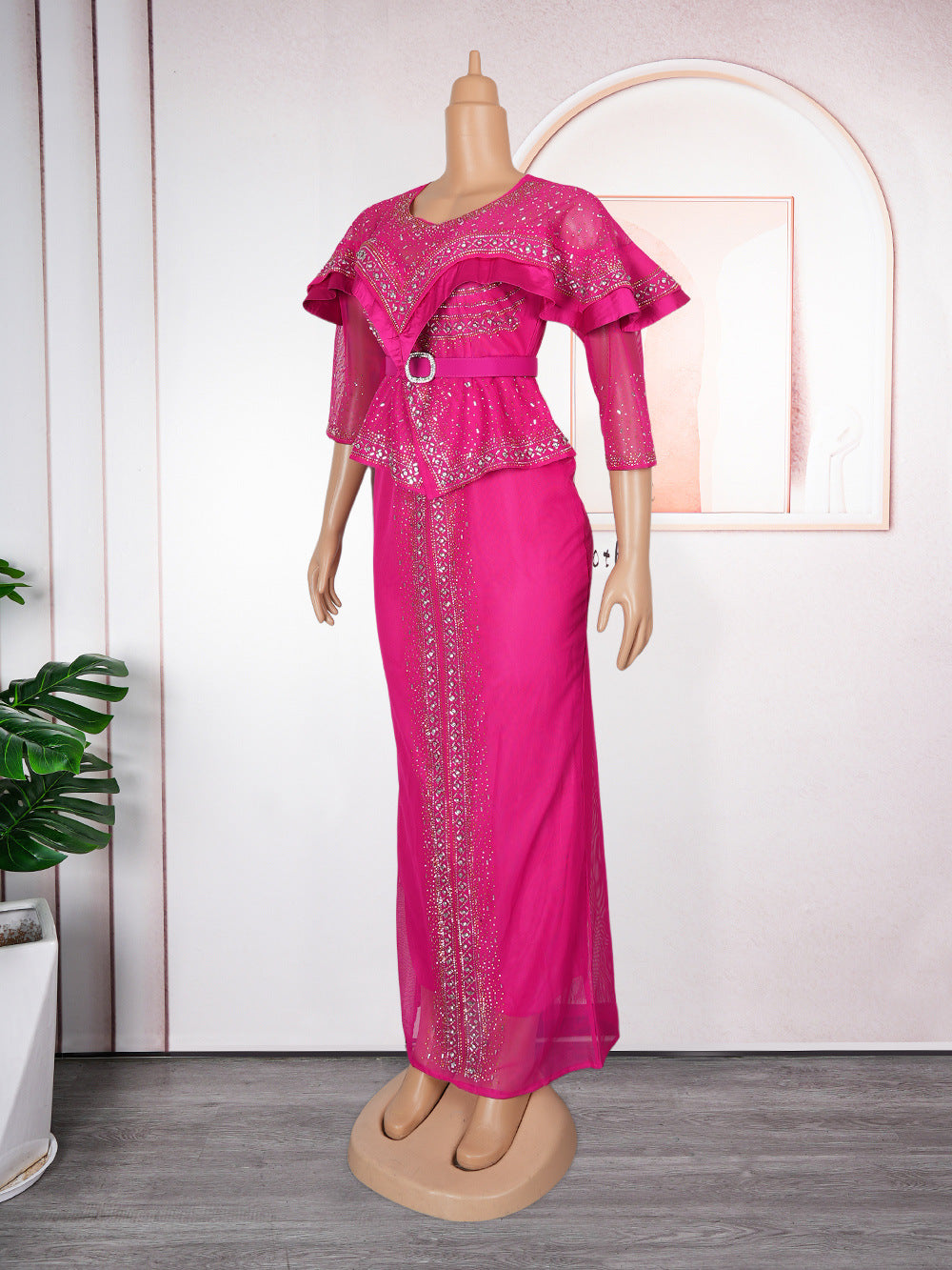 African Women's Clothing Sexy Beaded Dress 11