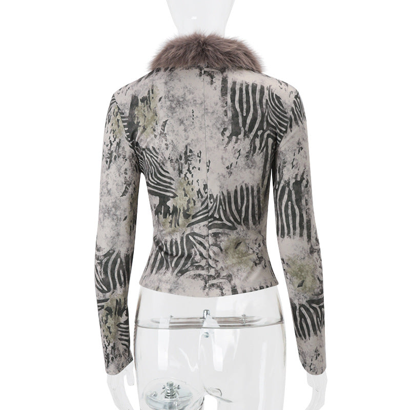 Women's Winter Fashion Furry Patchwork Sexy Top 7