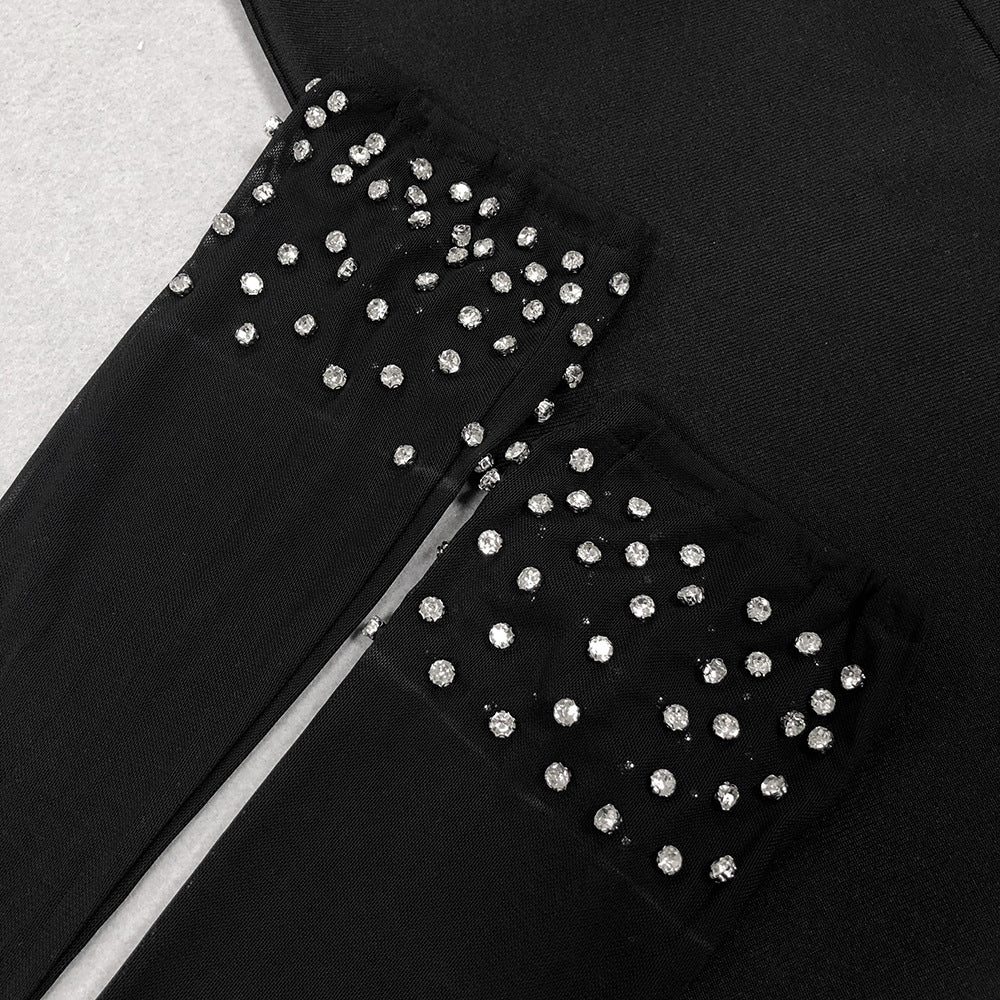 Beaded Strap Slim High Slit Formal Party Evening Dress 6