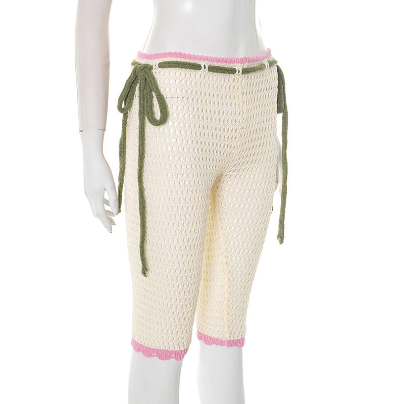 Women Drawstring Lace-Up See-Through Shorts 6