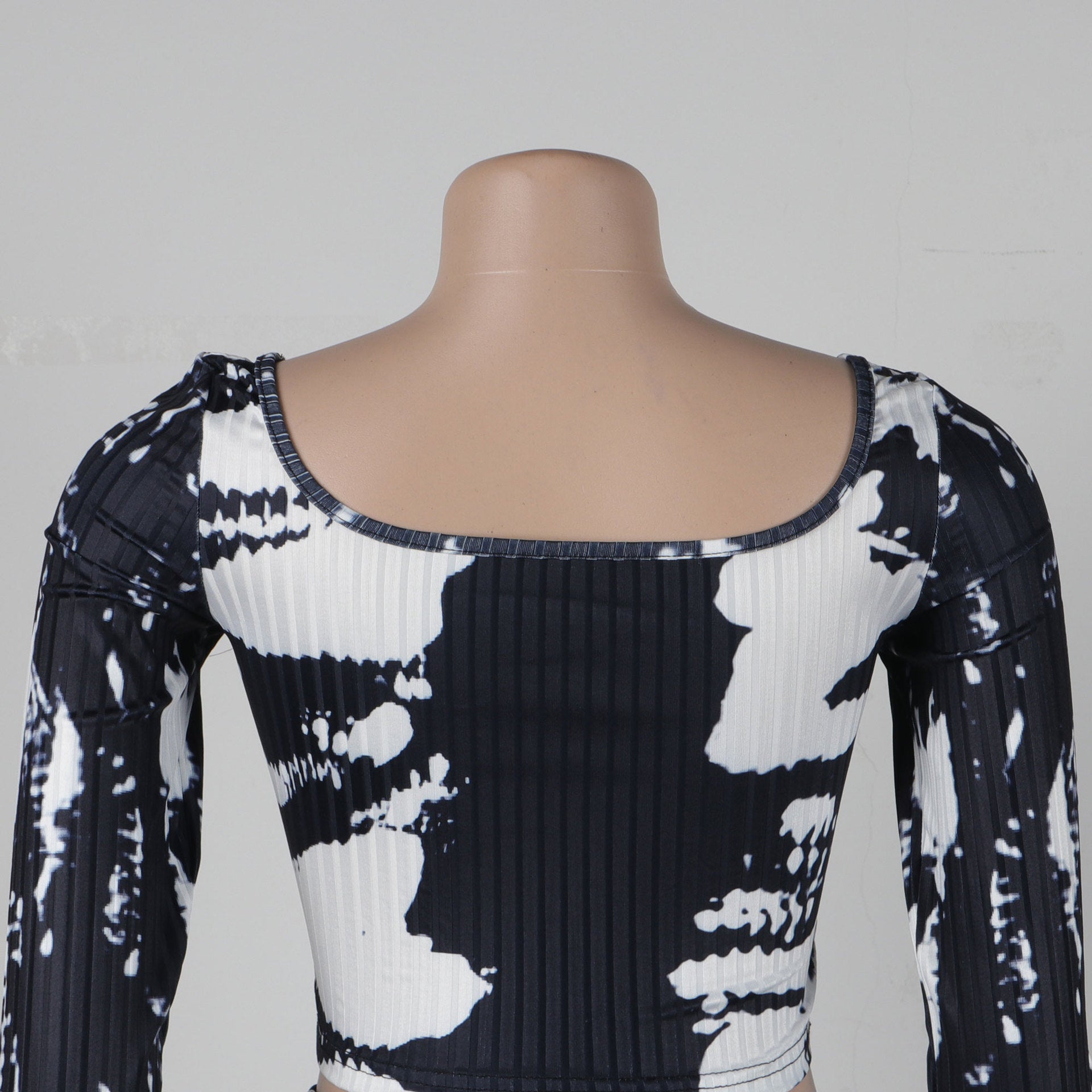 Sexy Printed Slim Fit Stretch Ribbed Two-Piece Pants Set 13