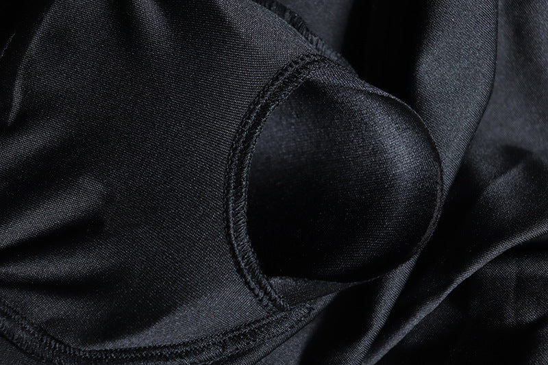 Women Solid Ruffle Sleeve Irregular Slash Shoulder Cascading Ruffles Dress 23