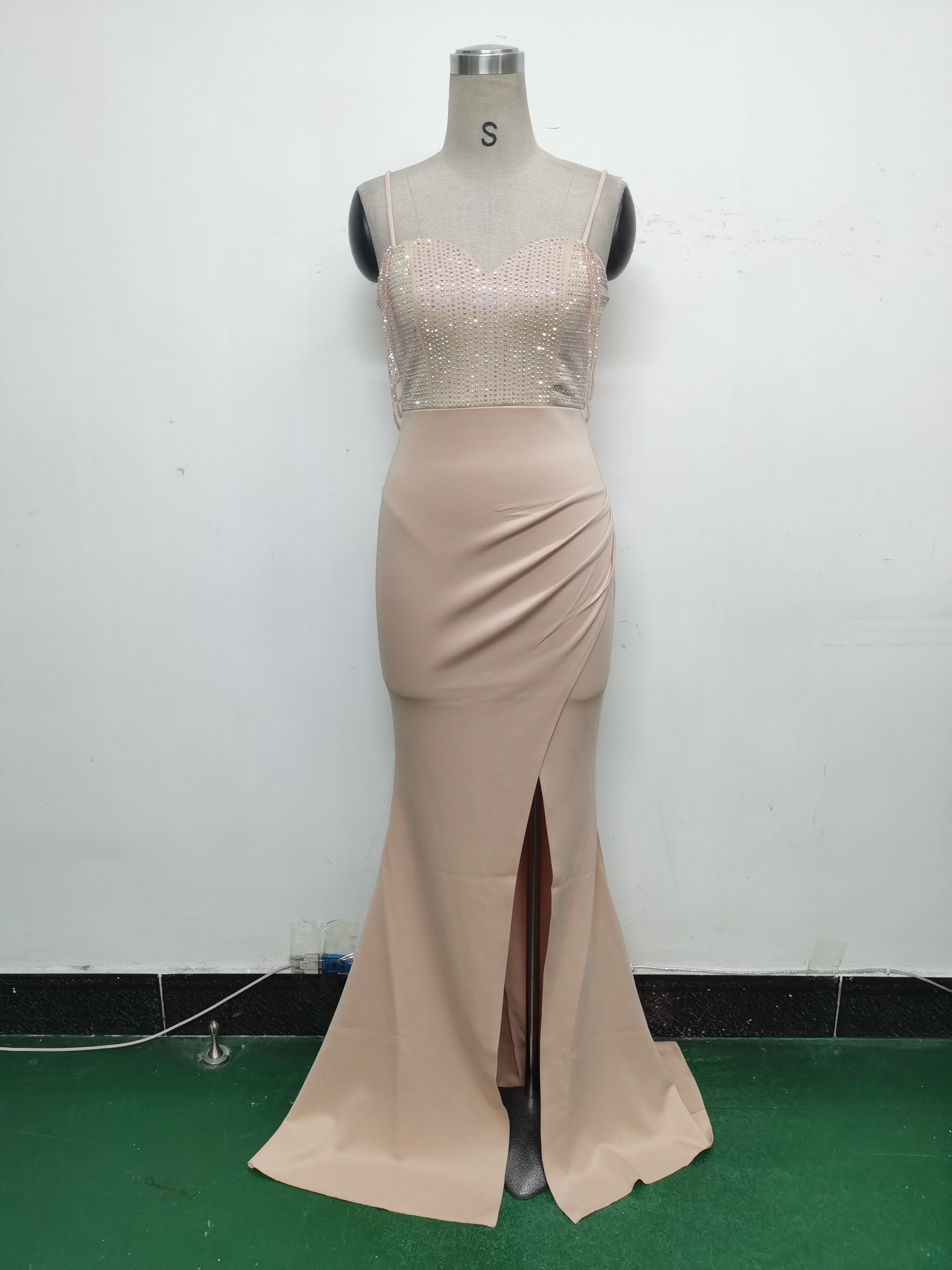 Women Beaded Sexy Suspender Evening Dress 21