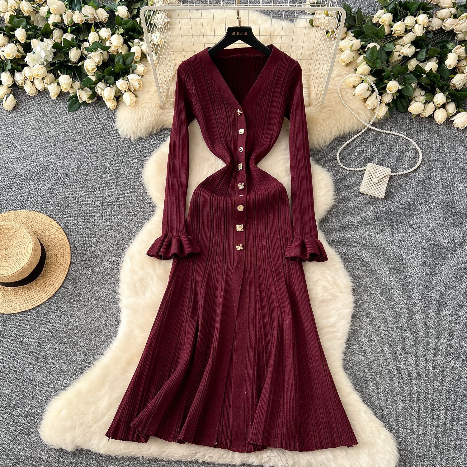 Women Fall/Winter Elegant Fishtail Knitting Dress 4