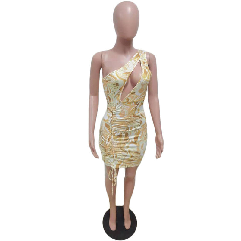 Women's Drawstring Pleated Low Back Keyhole Cutout Sexy Bodycon Dress 10