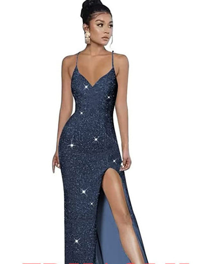 Sleeveless Backless Strap Red Deep V-Neck Sequin Dress（Processing time need 3-6 days） 8