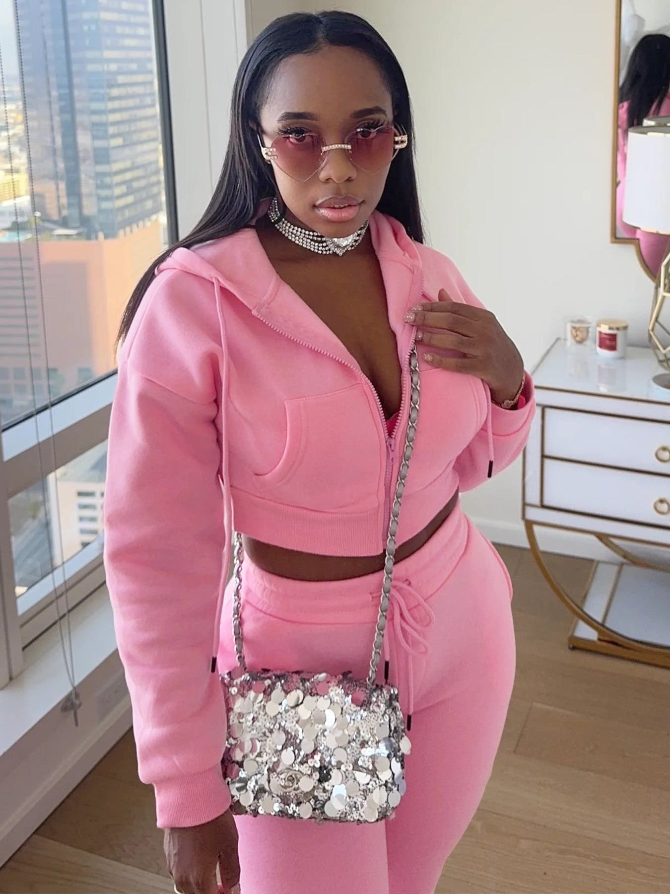 Women Hoodies and Bell Bottom Pants Two-Piece Set 26