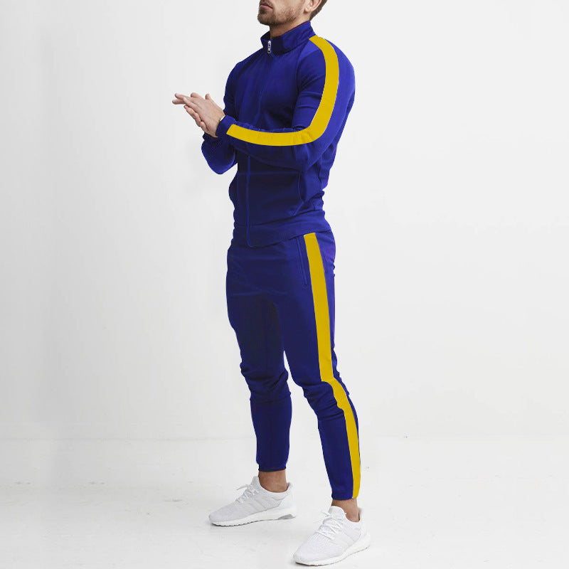 Autumn And Winter Casual Men's Sports Suits Color Matching Men's Casual Trendy Two Piece Tracksuit 10
