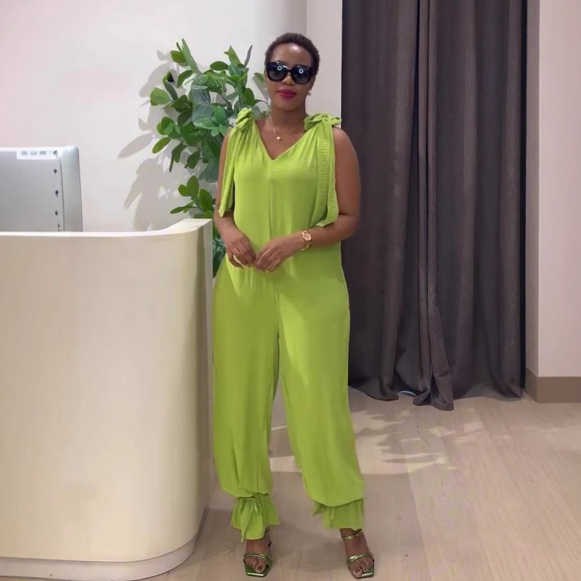 Casual Lace-Up strap Loose-Leg Jumpsuit 6