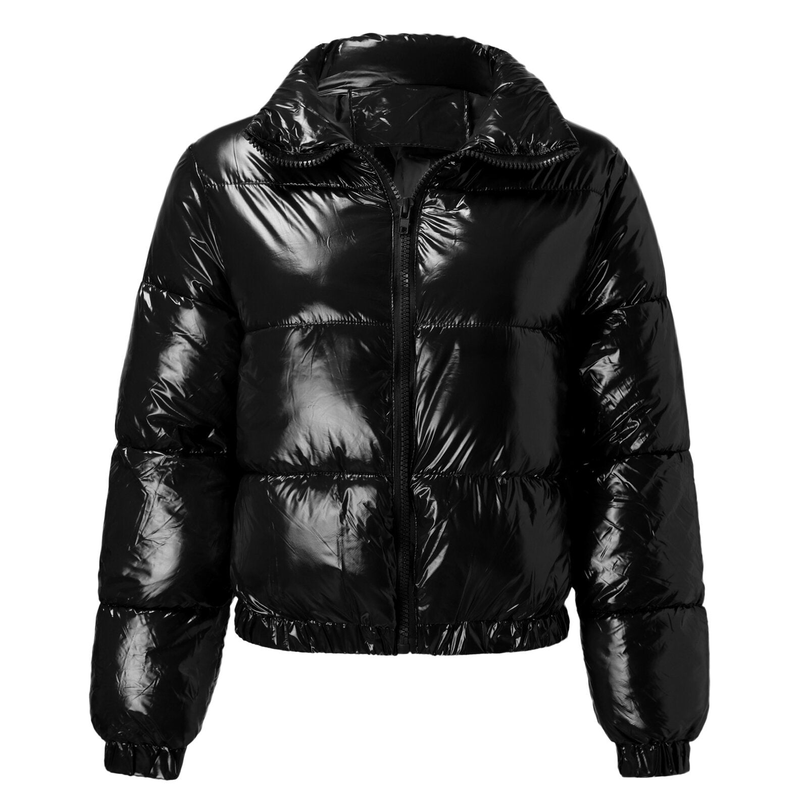 Women'S Fall Winter Shiny Color Long Sleeve Shot Puffer Jacket Down Coat 26