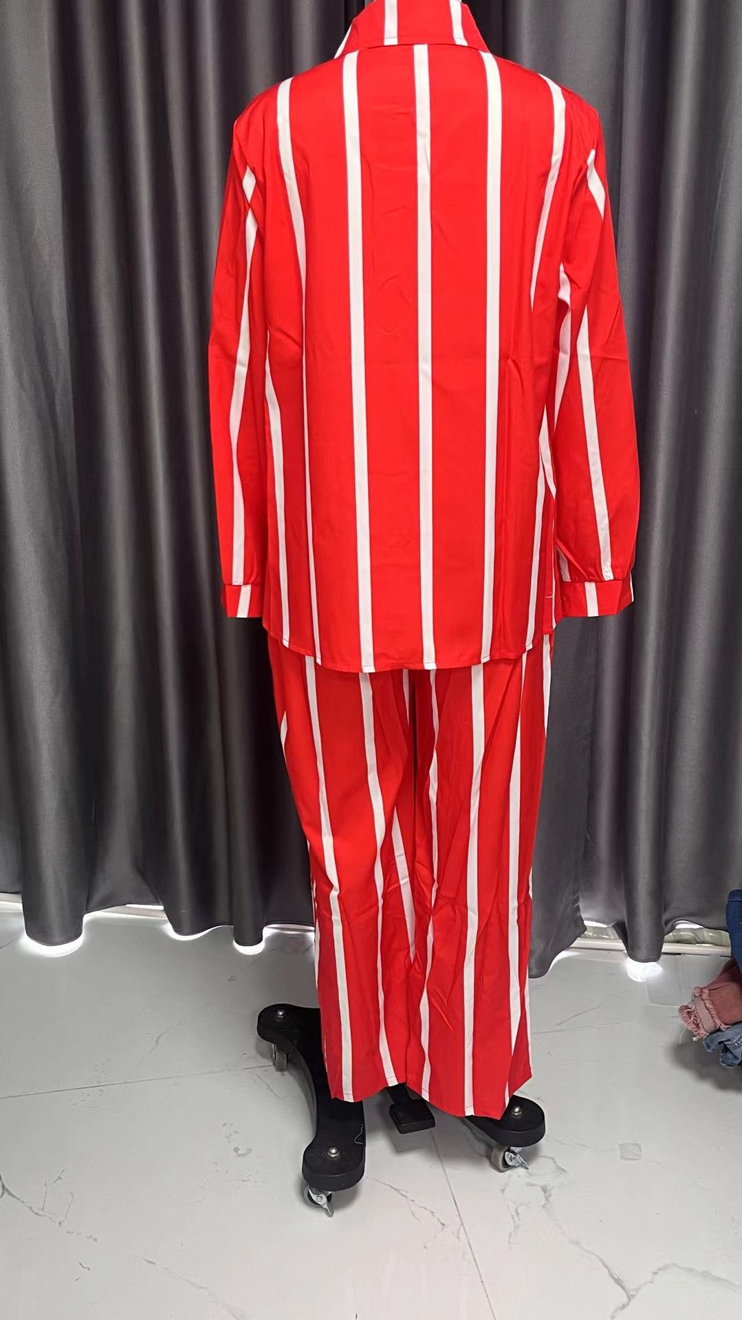 Women Casual Striped Long Sleeve Top and Pant Two Piece Set 11